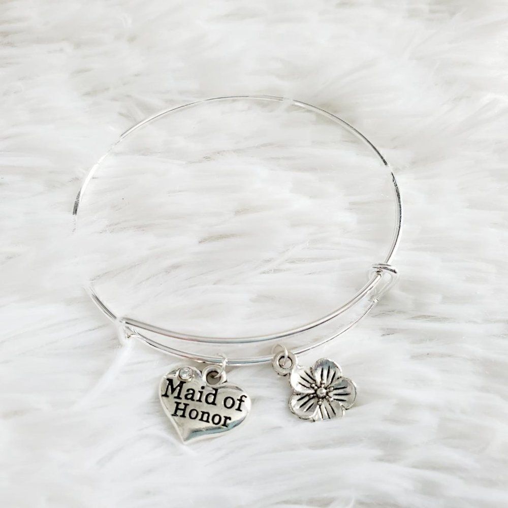 Maid of Honor Charm Bracelet, Wedding Jewelry